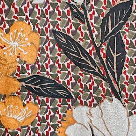 Zara Floral Button Down Lightweight Ling Sleeve Collared Top - Picture 4 of 5